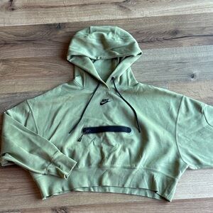Nike Olive Green Cropped Hoodie